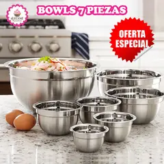 GENERICO - Bowls Salad Bowl Acero Inoxidable Set X 7 Unidades