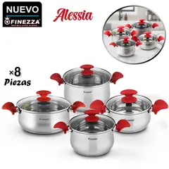 OSTER - Juego de Ollas Alessia 8 Piezas Acero Inoxidable FZ-1012CB