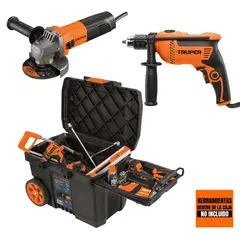 TRUPER - Taladro 600W Amoladora 800W Caja de herramientas con ruedas