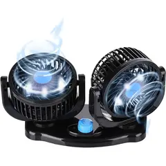 GENERICO - Ventilador Dual 360° para Auto Turbo con Base Giratoria 12v