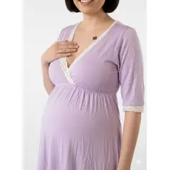 GENERICO - Camison Maternal Modelo Victoria Manga TresCuarto BCxy Lenceria