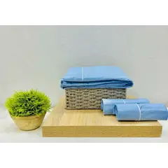 GENERICO - Sabanas Hoteleras Tamaño 2 PLAZAS - Algodón 200 hilos -celeste placido