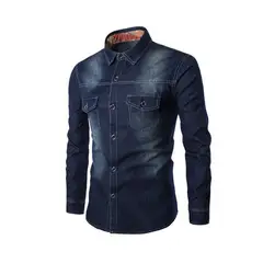 VATYERTY - Camisa de jean para hombre - Azul
