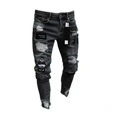VATYERTY - Pantalones Vaqueros Ripped Hole Para Hombre