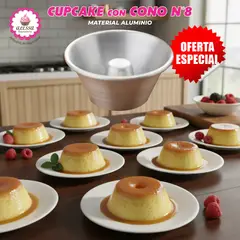 GENERICO - Molde de CUPCAKE de Aluminio con cono para Reposteria - 1 docena