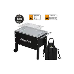 MR GRILL - CAJA CHINA MEDIANA JR BLACK + PARRILLA DE VARILLAS + MANDIL