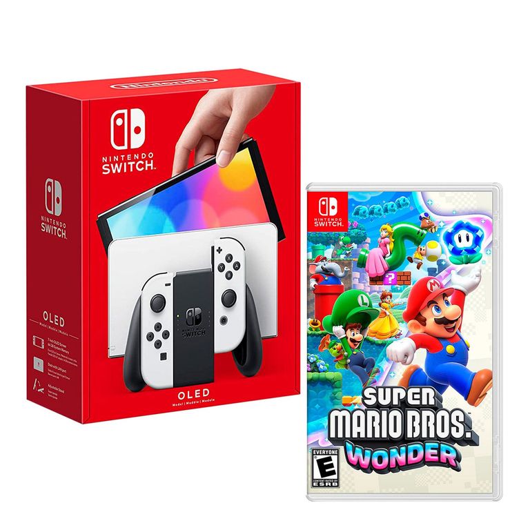 Consola Switch Modelo Oled Blanco + Super Mario Wonder