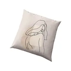 GENERICO - Funda Minimalista Abstracto Mujer Garabato Beige One Lineart 40x40 Cm