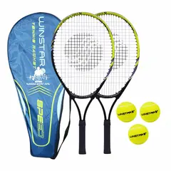 WINSTAR - Set 2 Raquetas de Tenis + 3 Pelotas Junior Amarillo