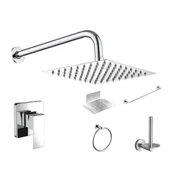 GENERICO - COMBO DE DUCHA 8 PULGADAS CON MEZCLADORA MONOCOMANDO MAS ACCESORIOS DE BAÑO