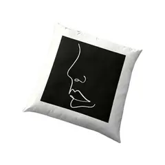 GENERICO - Cojin Minimalista Silueta De Rostro Femenino Negro 40x40 Cm