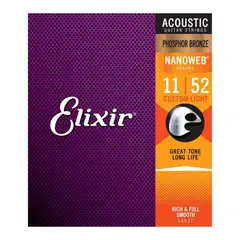 ELIXIR - Cuerdas para guitarra Acustica 16027 Custom Light