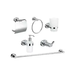 GENERICO - Set de Baño 6 Piezas de Acero Cromado