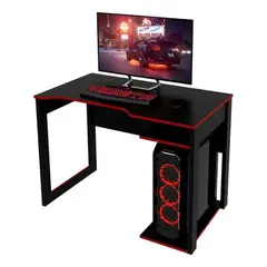 BONNO - Escritorio De Melamina Gamer Thonet Negro/Rojo