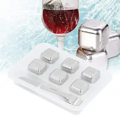 GENERICO - Cubos de Hielo de Acero 6pcs Pinza