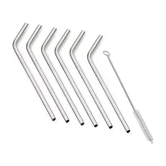 STAINLESS STEEL - Set 6 Sorbetes de Acero Inoxidable y Cepillo Limpiador de Cañita