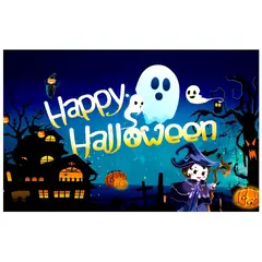 GENERICO - Fondo Bandera Flag Feliz Happy Halloween Modelo Bruja 60x90