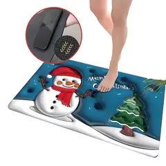 ELMEJORPRECIO - Alfombra De Baño Tapete Absorbente Diseño 3D Modelo Muñeco de Nieve