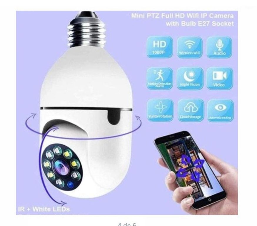 Foco con Cámara Panorámica y Videocamara de Seguridad con LUZ