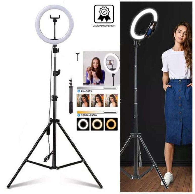 Aro luz led de 30 cm fotografia video + tripode 2.1 metros