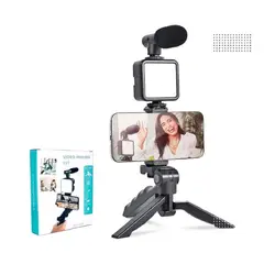 GENERICO - Soporte Portátil Para Celulares Con Luz LED Micrófono y Control