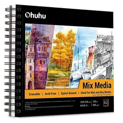 OHUHU - Mix Media Pad (22.5 x 21 cm, 62 hojas)