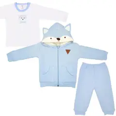 GENERICO - Conjunto Bebé - punto ingles - acolchado - Zorro - Celeste
