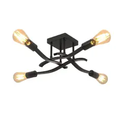 HOME NEAT - Lámpara de techo moderna metálica de 4 focos - Negro