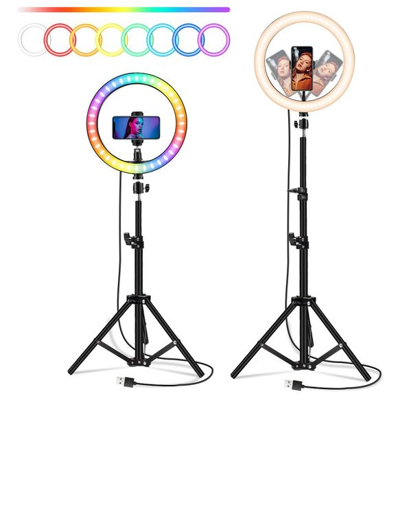 ARO LUZ LED 30 CM RGB COLORES + TRIPODE DE 2.10 M