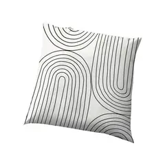 GENERICO - Funda Minimalista Rayas Blanco Y Negro Abstracto Blanco 40x40 Cm