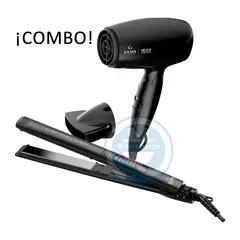 GAMA - Combo Alisadora Led Titanio y Secador Helios Mango pegable