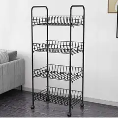 GENERICO - Verdulero Frutero de Cocina con Ruedas de 4 pisos Organizador Negro