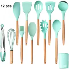 BLWOENS - Set Utensilios Cocina Silicona Antiadherente Multifuncional-12 piezas