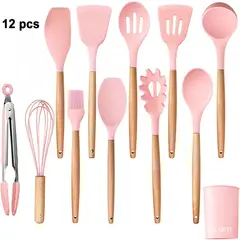 BLWOENS - Set Utensilios Cocina Silicona Antiadherente Multifuncional-12 piezas
