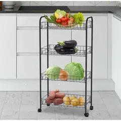 GENERICO - Verdulero Frutero de Cocina con Ruedas de 4 pisos Organizador Guinda