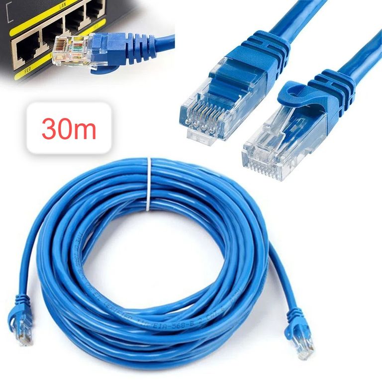 Cable Internet Red 30m Adaptador Rj45 CAT6 Ethernet UTP LAN Testeado