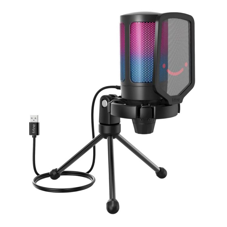 - Micrófono Ampligame A6V RGB USB Cardioide - Black