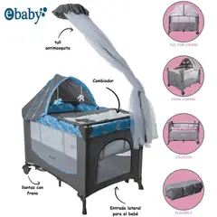 EBABY - Cuna Corral Mecedora Dacora 750-1 Con Cambiador Azul Dark