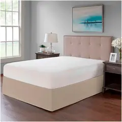GENERICO - Faldon de tarima 2 Plazas 35 cm drill liso beige claro