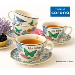CORONA - Set de Tazas con platos 8 Piezas Renacimiento 249.6cc