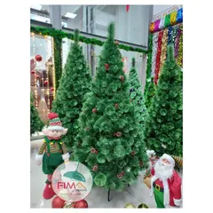 GENERICO - Árbol de navidad 2.1 m verde frondoso con piñas y cerezas