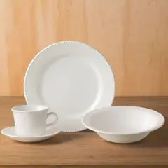 CORONA - Juego de Vajilla 16 Piezas Perla blanco Original