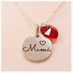 FERNANDA ROMERO JOYAS Y ACCESORIOS - Collar Mamá con Cristal Rojo Austriaco - Elaborado en Plata Nacional