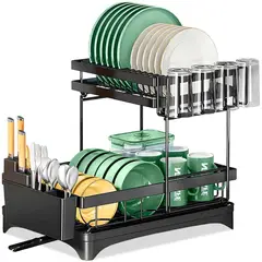MINARI - Escurridor de Platos Vasos Elegante Moderno para Cocina 2 Niveles L30