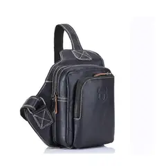 BULLCAPTAIN - Morral Pechera crossbody de cuero genuino negro - hombres