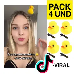 GENERICO - Patito amarillo en cabeza tiktok kawaii gancho Pack 4 und