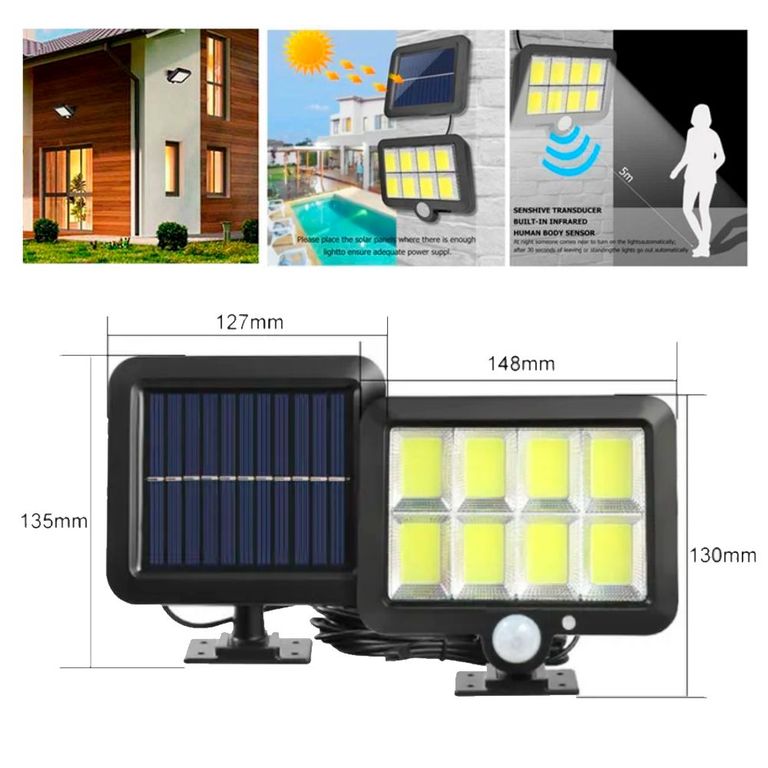 Lampara Panel LED solar para exteriores 8 Celdas de Luz
