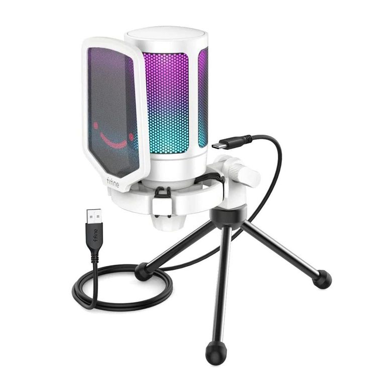 - Micrófono Ampligame A6V RGB USB Cardioide - White