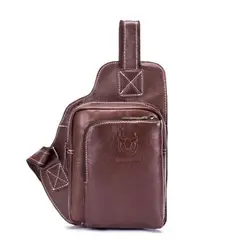BULLCAPTAIN - Morral Pechera crossbody de cuero genuino Marron - hombres