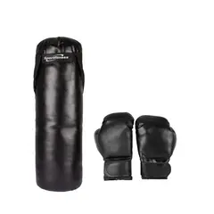 SPORT FITNESS - Saco de boxeo para niños con guantes - Negro